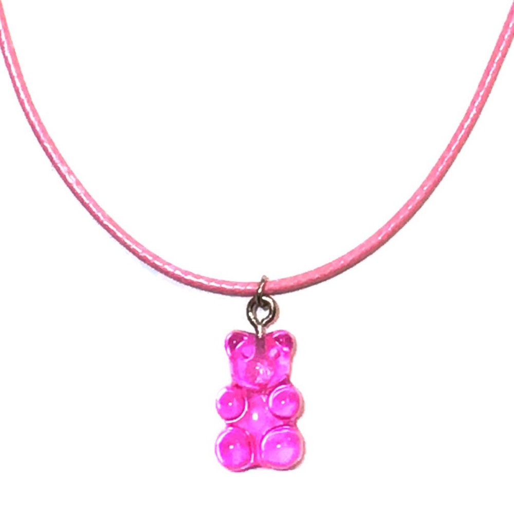 Pink Resin 'Gummy Bear' Charm Necklace